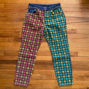 ragged priest mom jeans in mixed plaid